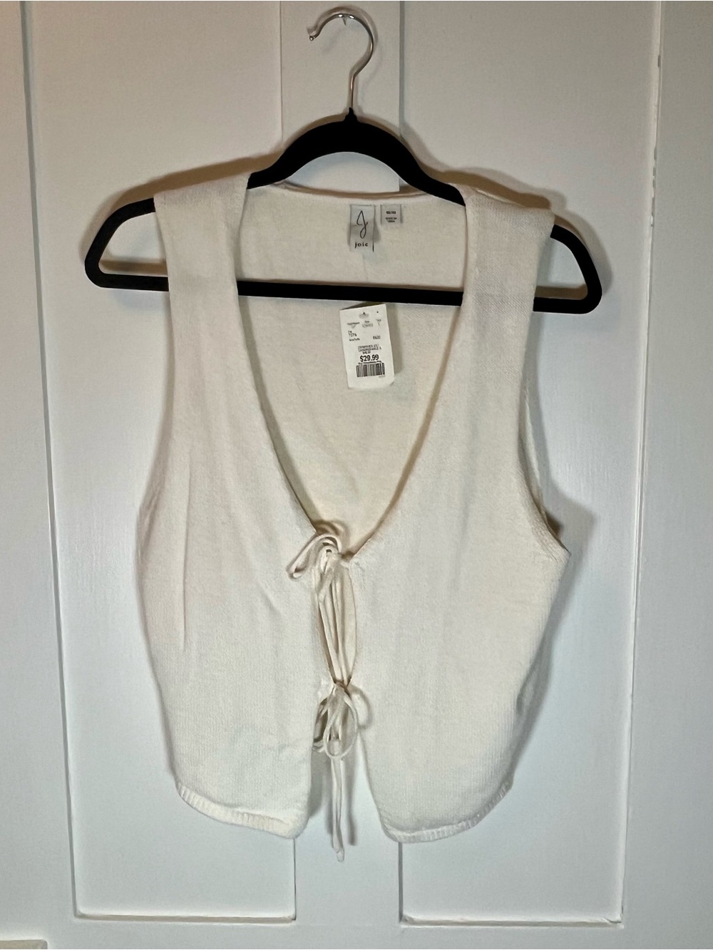 Joie Cream Knit Tie-Front Vest